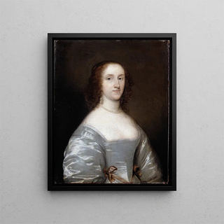Portrait of a lady in white - Cornelis Jonson van Ceulen — framed artwork on a wall