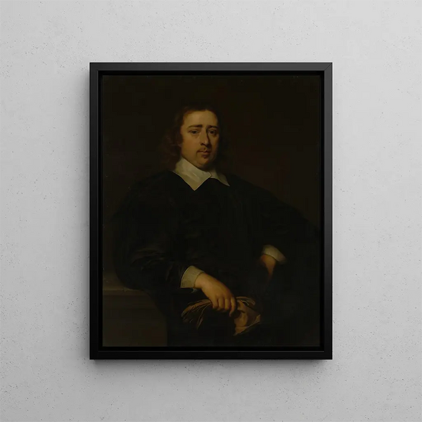 Portrait of a man - Cornelis Jonson van Ceulen — framed artwork on a wall