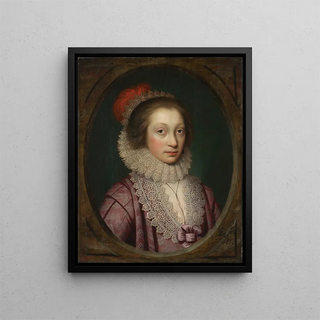 Portrait of a woman, perhaps Elizabeth Boothby - Cornelis Jonson van Ceulen — framed artwork on a wall