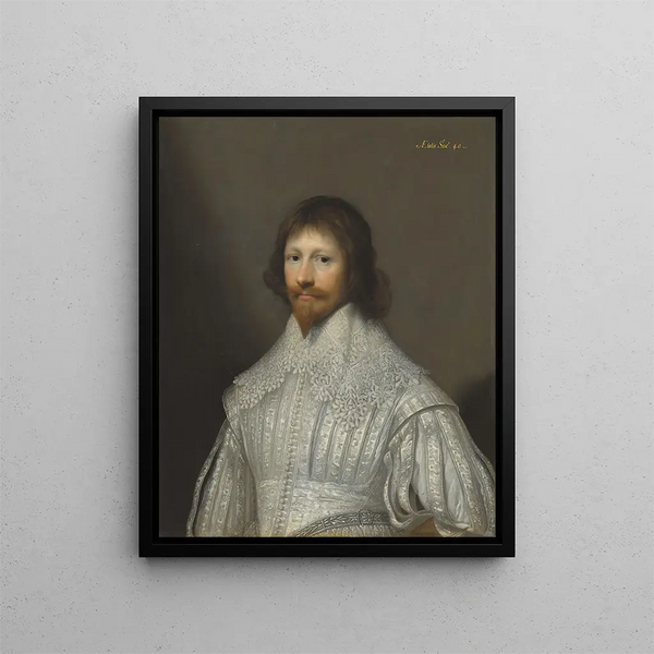 Portrait of a gentleman traditionally identified as John Digby, 1st Earl of Bristol - Cornelis Jonson van Ceulen — framed artwork on a wall