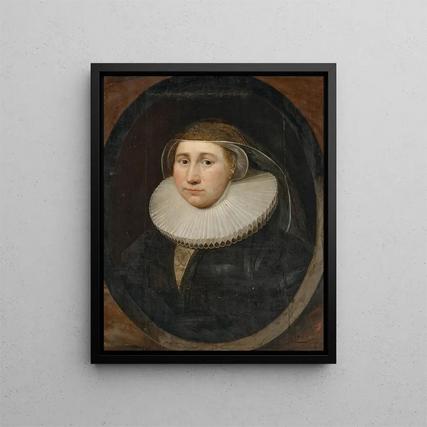 Portrait of a lady traditionally identified as Cornelia Huysmans - Cornelis Jonson van Ceulen — framed artwork on a wall