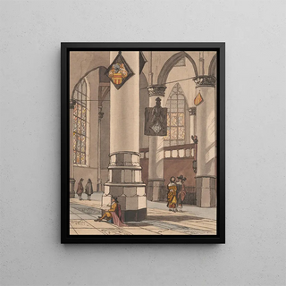 Interior church painting after Pieter Saenredam - Cornelis Ploos van Amstel — framed artwork on a wall