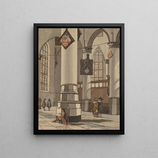 Interior of the church - Cornelis Ploos van Amstel — framed artwork on a wall