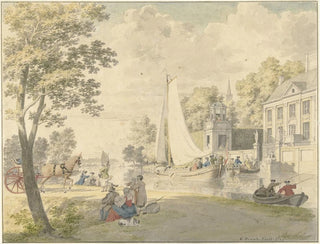 Summer landscape painting with pleasure boats - Cornelis Pronk — artwork view