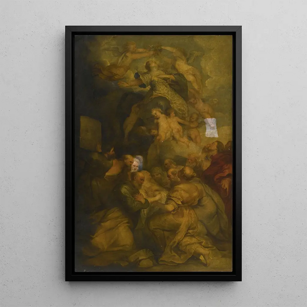 Assumption and Coronation of the Virgin - Cornelis Schut — framed artwork on a wall