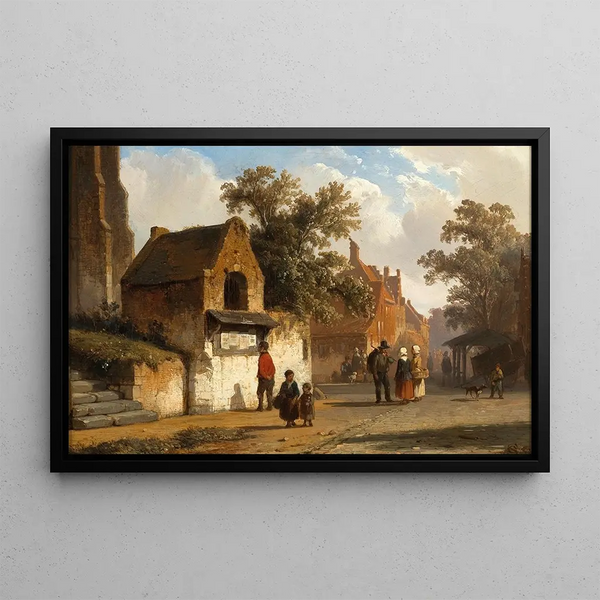 A Village Path - Cornelis Springer — framed artwork on a wall