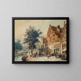 Le Havendijk d'Enkhuizen en été - Cornelis Springer — framed artwork on a wall