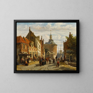 La Zuiderspui avec le Drommedaris d'Enkhuizen - Cornelis Springer — framed artwork on a wall