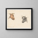 Study of two cow heads - Cornelis Steffelaar — framed artwork on a wall