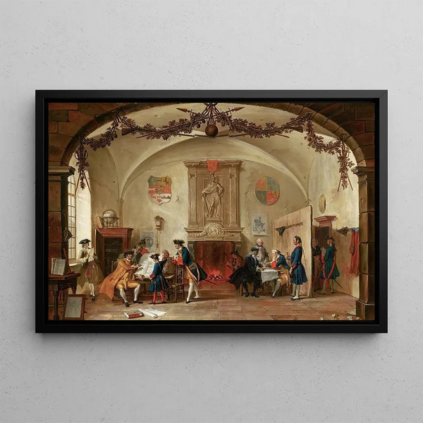 Scene of guardroom - Cornelis Troost — framed artwork on a wall