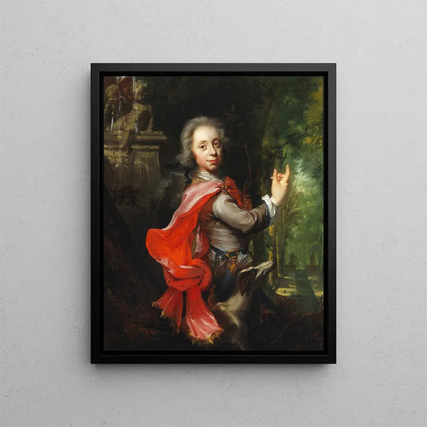 Portrait of a Boy in a Park - Cornelis Troost — framed artwork on a wall