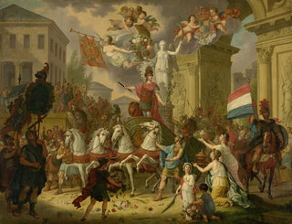 Allégorie de la procession triomphale du prince d'Orange, le futur roi Willem II, en héros de Waterloo 1815 - Cornelis Van Cuylenburgh II — artwork view