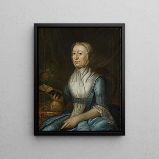 Portrait Painting of Eva Goudriaande Veer - Cornelis Van Cuylenburgh II — framed artwork on a wall