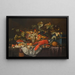 Fruit Still Life in a Basket, a Roemer, and Apples on a Blue Jewelry Box - Cornelis de Bryer — framed artwork on a wall
