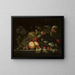 Still life with pomegranate and cherry branches - Cornelis de Bryer — framed artwork on a wall