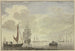 Marine painting, on the right a boat with five figures - Cornelis de Grient — artwork view