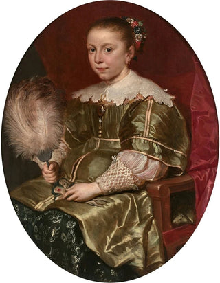Portrait of a young girl with a fan - Cornelis de Vos — artwork view
