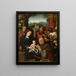 L'Adoration des Mages - Cornelis van Cleve — framed artwork on a wall