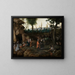 Landscape painting with nomadic families - Cornelis van Dalem — framed artwork on a wall