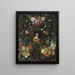 Portrait of a lady in a circle of flowers - Cornelis van Huynen — framed artwork on a wall
