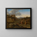 Mountain landscape painting of Italy with Abraham and Isaac on the way to sacrifice - Cornelis van Poelenburg — framed artwork on a wall