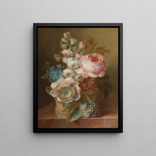Flower Still Life - Cornelis van Spaendonck — framed artwork on a wall