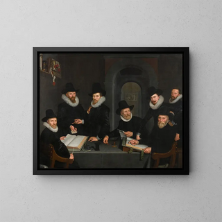 Les Régents des hôpitaux - Cornelis van der Voort — framed artwork on a wall