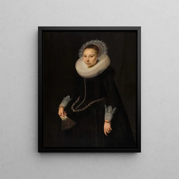 Portrait of Maria Overrijn van Schoterbosch 1599-1638 - Cornelis van der Voort — framed artwork on a wall