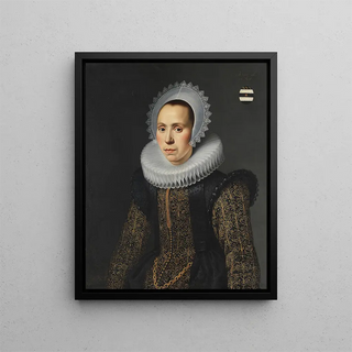 Portrait of a noble lady - Cornelis van der Voort — framed artwork on a wall
