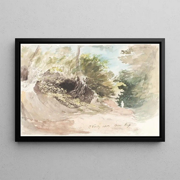 A wooded path near Ross - Cornelius Varley — framed artwork on a wall