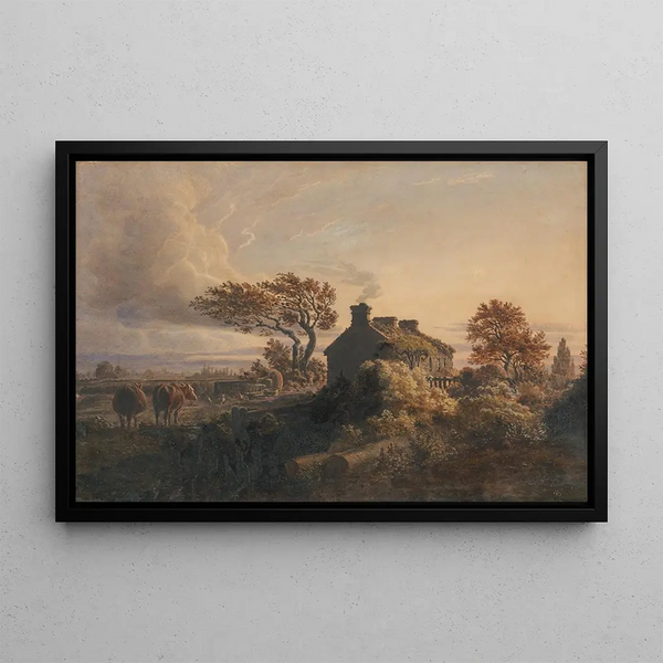 Evening - Cornelius Varley — framed artwork on a wall