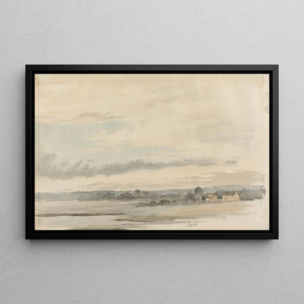 View in Suffolk - Cornelius Varley — framed artwork on a wall
