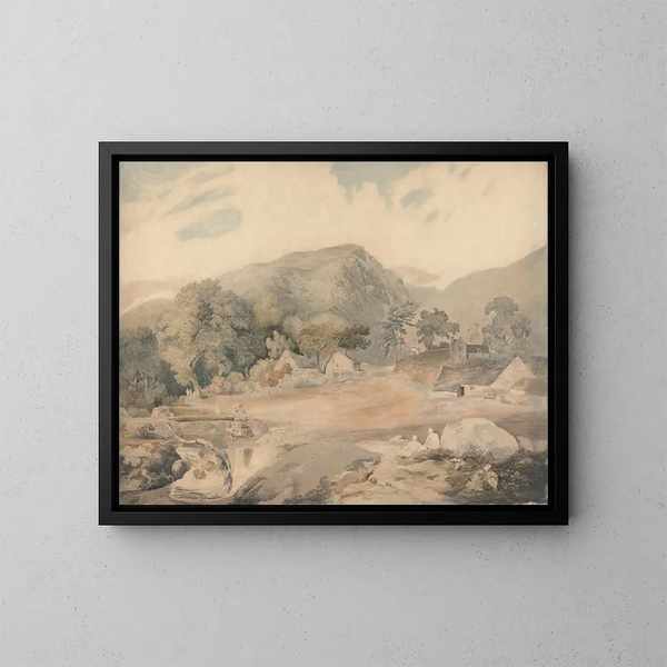 View near TalyLlyn - Cornelius Varley — framed artwork on a wall
