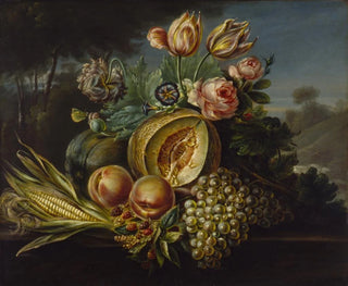 Still life with fruits and flowers - Cornelius de Beet — artwork view
