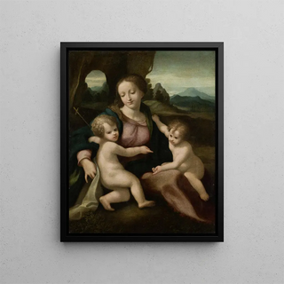 La Vierge à l'Enfant avec le petit saint Jean - Correggio — framed artwork on a wall