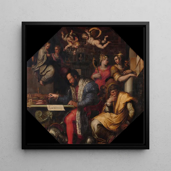 Cosimo étudie la prise de Sienne - Giorgio Vasari — framed artwork on a wall