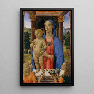 Virgin and Child with angels - Cosimo Rosselli — framed artwork on a wall