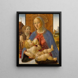 The Virgin and Child with the Young Saint John the Baptist - Cosimo Rosselli — framed artwork on a wall