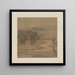 Cottages dans un bosquet brumeux en automne - Li Anzhong — framed artwork on a wall