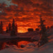 Sunset in the snow - Ivan Fedorovich Choultse — displayed in an interior