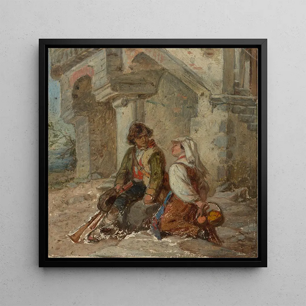 Italian couple painting - Johann Grund — framed artwork on a wall