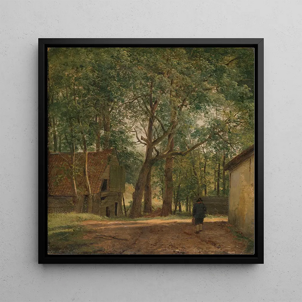 Farmyard Painting - Andreas Schelfhout — framed artwork on a wall