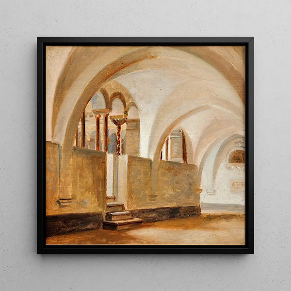Italian Courtyard Painting - Jürgen Roed — framed artwork on a wall