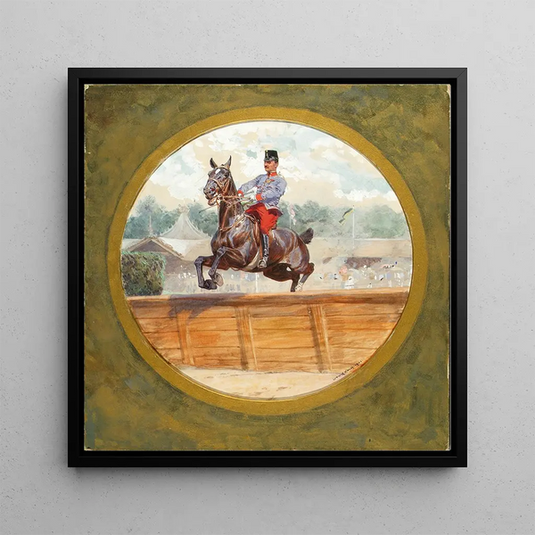 Course d'obstacles pour officiers à la Freudenau à Vienne - Ludwig Koch — framed artwork on a wall