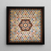 Quilt with honeycomb pattern - Elizabeth Van Horne Clarkson — framed artwork on a wall