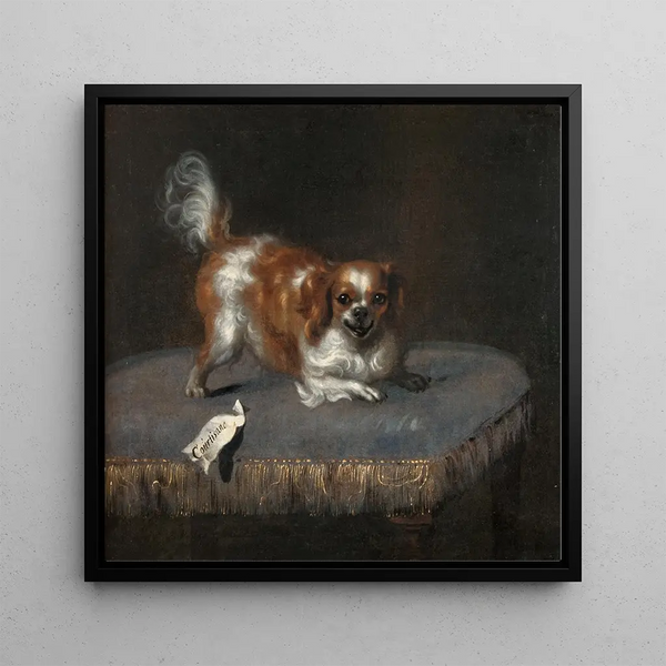 Courtesan with dogs - David Klöcker Ehrenstrahl — framed artwork on a wall
