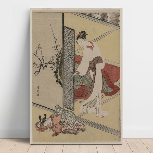 Reproduction of the painting Courtesan and Sleeping Servant - Suzuki Harunobu