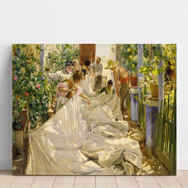 Reproduction of the painting Cousant la voile - Joaquín Sorolla