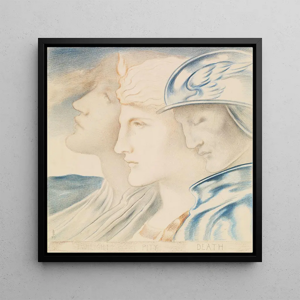 Twilight, Pity and Death - Simeon Solomon — framed artwork on a wall