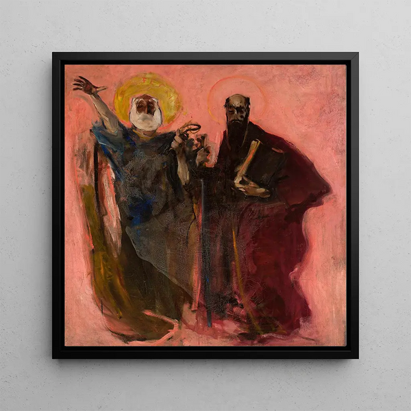 Sketch of the apostles Peter and Paul - Konrad Krzyanowski — framed artwork on a wall